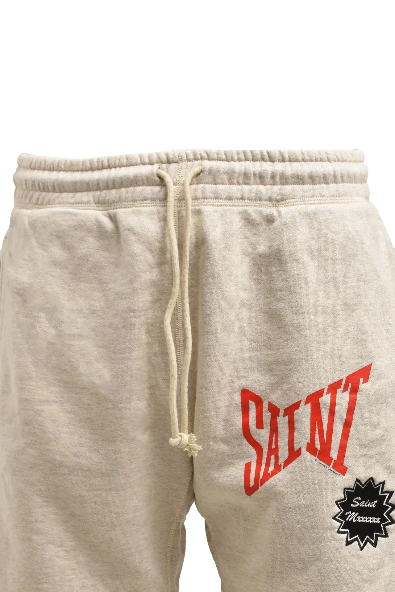 SAINT Mxxxxxx 'SAINT' SWEAT SHORTS/GRY/BLK embroidered SAINT LOGO basic shorts, distressed gray/washed black S-XL, four needles and six threads throughout, produced by a major domestic factory, imported Tajima machine embroidery, washed and distressed, original version